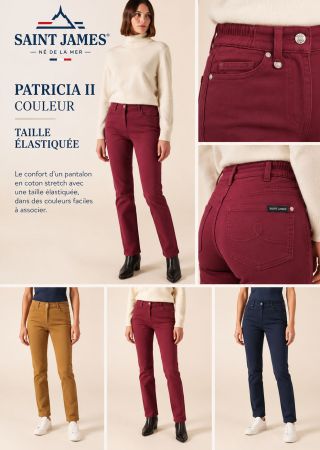 PATRICIA II COULEUR femme 5 poches taille haute élastiquée |Saint James .