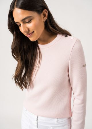 BREGANÇON UNI Pull marin rayé pure laine, coudières rayées