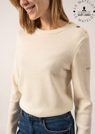 BREGANÇON UNI Pull marin rayé pure laine, coudières rayées