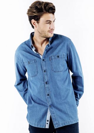 NEW LAMBERT ML Chemise coton DENIM SAINT JAMES