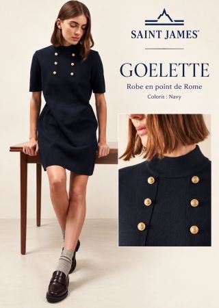GOELETTE Robe en point de Rome Col montant |Saint James