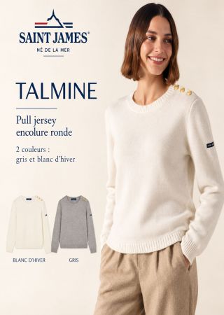 TALMINE Pull femme Jersey col rond torsades aux poignets| Saint James