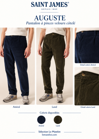 AUGUSTE Pantalon Homme en Velours Côtelé |Saint James