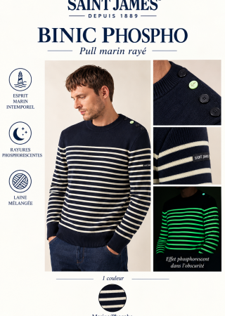 BINIC PHOSPHO Pull marin  en laine |Saint James
