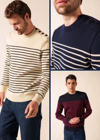 BINIC II pull marin Saint James homme