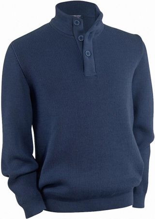 BOURBOULE Pull col montant boutonné à motifs chevrons Saint James