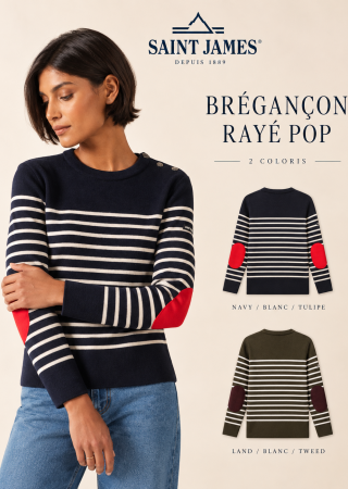 BRÉGANÇON Rayé POP Pull marin femme | Saint James
