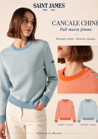 CANCALE CHINÉ Femme Pull Marin col rond |Saint James