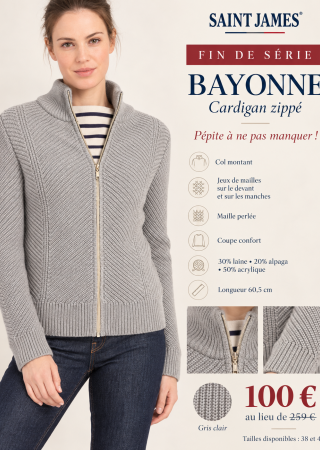 BAYONNE Cardigan zippé en maille perlée Saint James