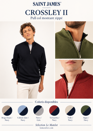 CROSSLEY II Pull homme col montant zippé |Saint James