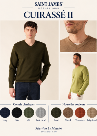 CUIRASSÉ II Pull  laine mérinos Col V homme| Saint James