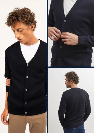 GUINGAMP II Cardigan boutonné Guingamp en laine mérinos extrafine |Saint James