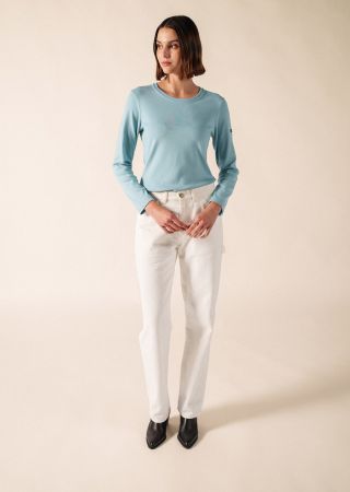 CÉLINA UNI T-shirt manches longues col rond, en coton uni Saint James