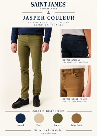 JASPER Couleur Jean en maille coupe confort, en coton |Saint James