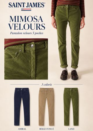 MIMOSA VELOURS – Pantalon femme 5 poches en velours | Saint James