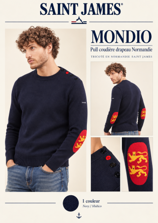 MONDIOVISION Pull coudière drapeau Normandie |Saint James