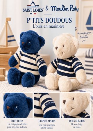 P'TITS DOUDOUS  Ourson en marinière |Saint James & Moulin Roty
