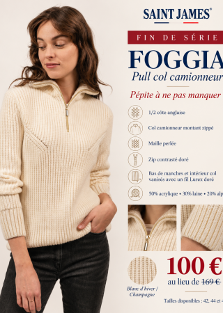 FOGGIA Pull col camioneur à détails lurex, en laine |Saint  James