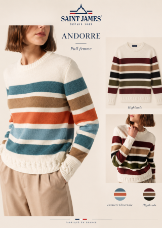 ANDORRE Pull Femme col rond en jersey laine Mohair| Saint James