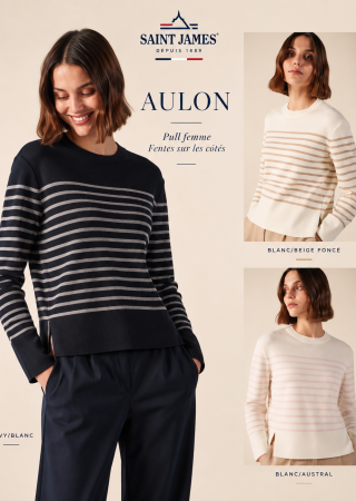 AULON Pull femme rayures placées et fentes sur côtés |Saint James