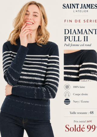 DIAMANT PULL II Pull avec effet rayure dégradée TAILLE 48 |Solde Saint James