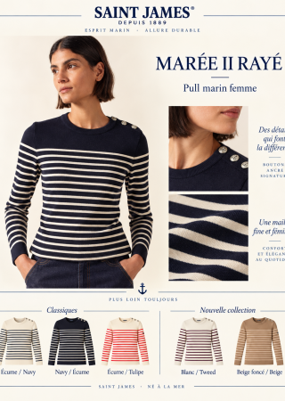 MAREE II Rayé pull Marin rayé femme |Saint James