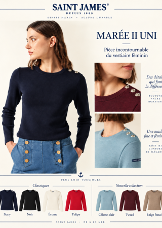 MARÉE II Uni pull Marin femme | Saint James