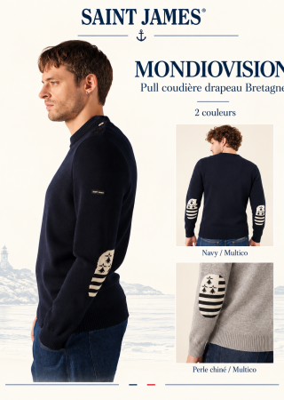 MONDIOVISION Pull coudière drapeau Bretagne |Saint James