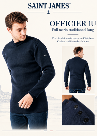 OFFICIER 1U Pull marin traditionnel long |Saint James