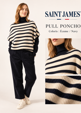 PULL PONCHO en maille perlée |Saint James