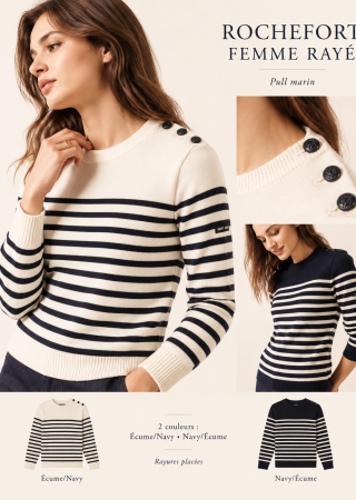 ROCHEFORT Femme Rayé Pull marin |Saint James