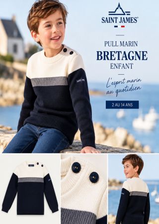 BRETAGNE Enfant – Pull marin col rond en laine mélangée | SAINT JAMES