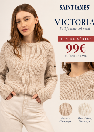 VICTORIA Pull femme col rond, côte perlée, fil lurex |Saint James
