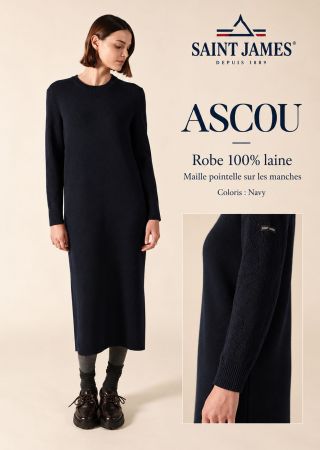 ASCOU ROBE en laine Maille Pointelle |Saint James