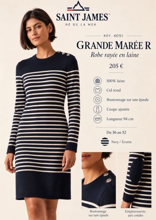 GRANDE MARÉE RAYÉE Robe en tricot |Saint James