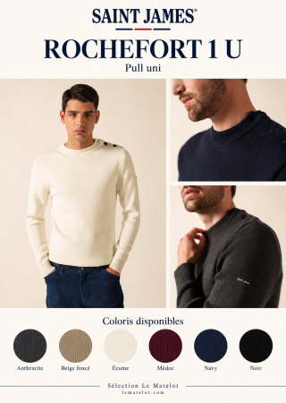 ROCHEFORT 1 Uni Pull marin en laine Mérinos|Saint James