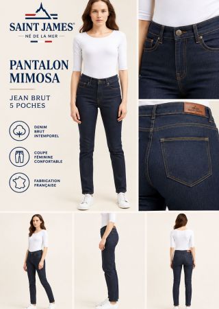 MIMOSA Pantalon femme  5 poches taille haute | Saint James