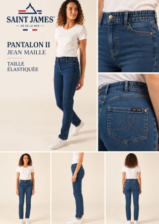 PATRICIA II  JEAN femme 5 poches taille haute élastiquée |Saint James .