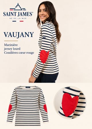VAUJANY – Marinière femme en jersey lourd à coudières cœur | Saint James