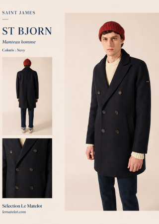 ST BJORN Manteau en drap de laine-homme-col tailleur |Saint James