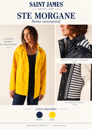 STE MORGANE  Parka waterproof à capuche et col montant |Saint James