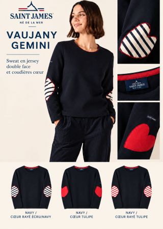 VAUJANY GEMINI Sweat en jersey double face et coudières cœur |Saint James