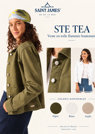 STE TEA Veste en toile flammée boutonnée| Saint James