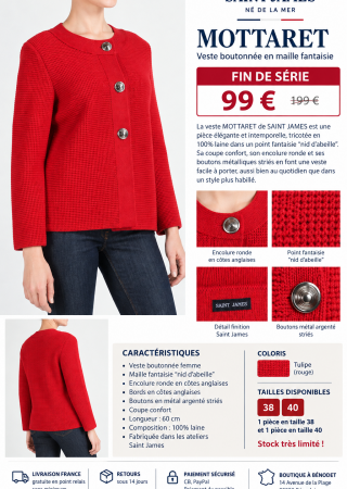 MOTTARET Veste boutonnée en maille fantaisie Saint James