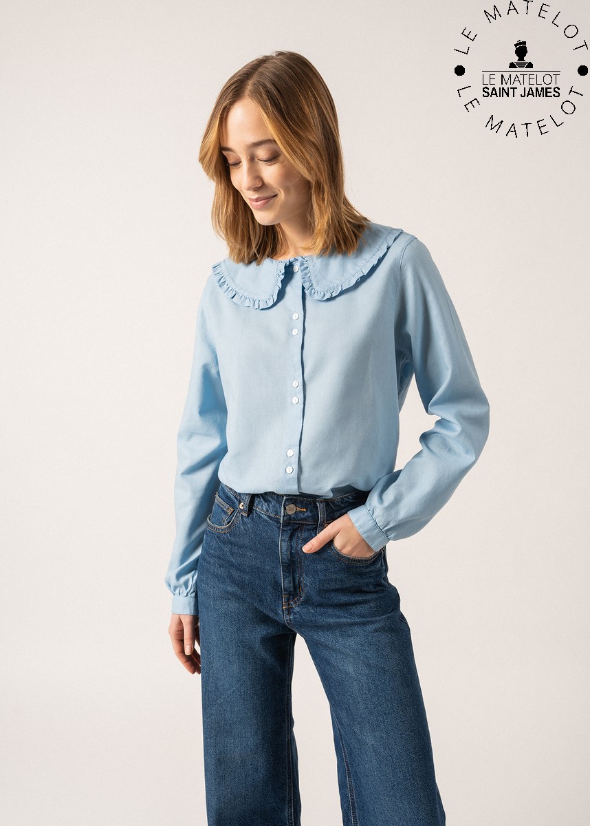 Modz Saint James Chemise Femme Chemisier à Col Large Anaelle En