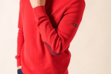 Pull homme Col rond coudière en jacquard  DINAN UNI Saint James