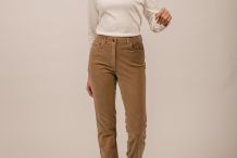 MIMOSA EN VELOURS  Pantalon Saint James  satin 5 poches taille haute