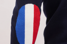 MONDIOVISION Pull coudi Pull drapeau FRANCAIS en laine, à coudières contrastées