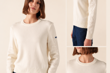 ASCOU Pull femme manches en Pointelle col rond |Saint James