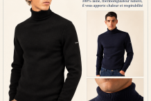BRETAGNE ROULÉ Pull marin  à col roulé, 100% laine |Saint James